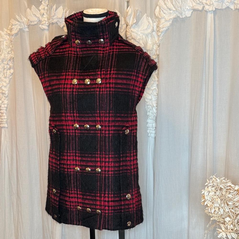 Alexander Wang Red and Black Plaid Vest